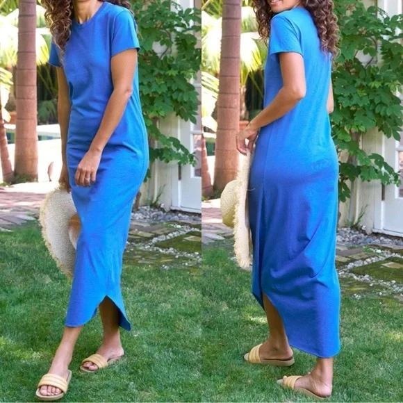 Frank + Eileen Harper Perfect Tee Maxi Dress Summer Blue Size S Quiet Luxe  - threedaughtersproperties.com